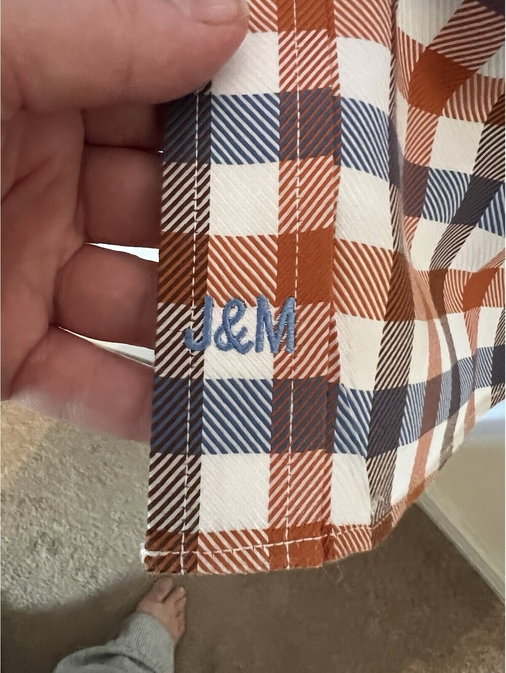 Johnston & Murphy Shirt XXL US Blue Check Flip Cuff Button Up Long Sleeve Mens - Picture 6 of 15